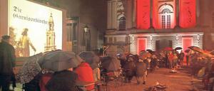 Rückblick. Am ehemaligen Standort der Kirche war der Film zu sehen.