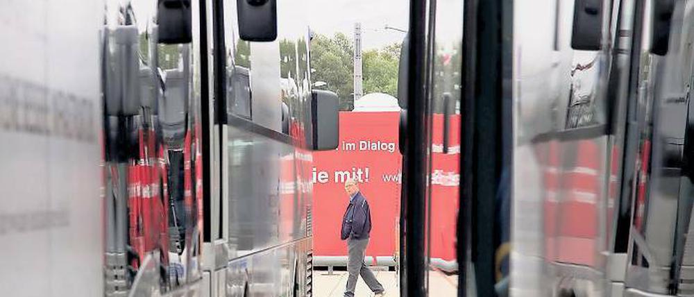 Stillstand. Busfahrer demonstrierten für eine bessere Förderung.