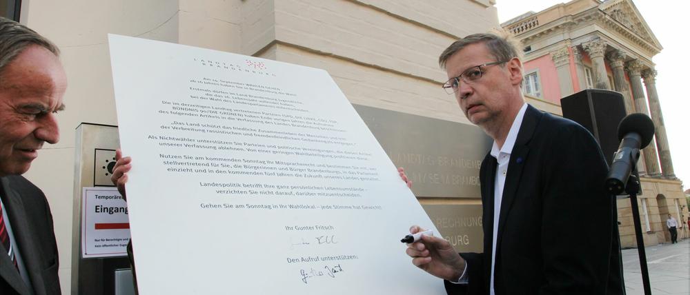 Günther Jauch und Gunter Fritsch riefen zur Wahlbeteiligung auf.