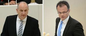 Werden wohl keine Koalition: Brandenburgs Ministerpräsident Dietmar Woidke (l. SPD)und sein CDU-Herausforderer Michael Schierack.