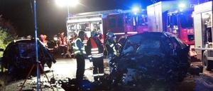 Bild der Zerstörung: Die Unfallstelle auf der A10 bei Glindow.