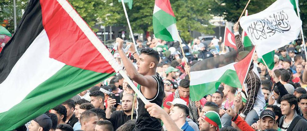 Aggressive Stimmung. Rund 1000 meist junge Araber demonstrierten bereits am vergangenen Samstag am Potsdamer Platz für ein freies Palästina.