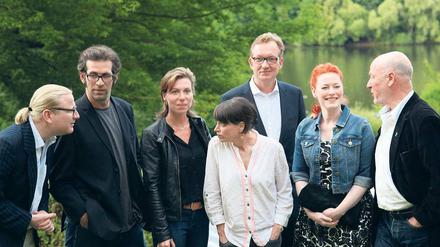 Benjamin Glückskind und seine Jury: Matt Sweetwood, Sandra Kaudelka, Anna Thalbach, Sören Schumann, Enie van de Meiklokjes und Joachim von Vietinghoff (v.l.)