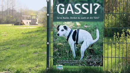 Hingucker. Mit dem Plakat will Nuthetal Herrchen zur Ordnung rufen.