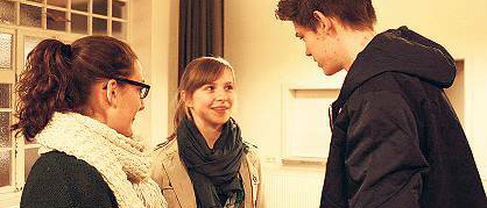 Brainstorming. Patricia, Hannah und Wilhelm haben Ideen für Kleinmachnow.