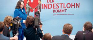 Bundesarbeitsministerin Andrea Nahles bei einer Pressekonferenz. In der Gartenbaubranche ist nicht allen so fröhlich zumute.