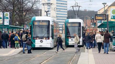 Gestoppt. Im Januar mussten fast alle Variobahnen im Depot bleiben.