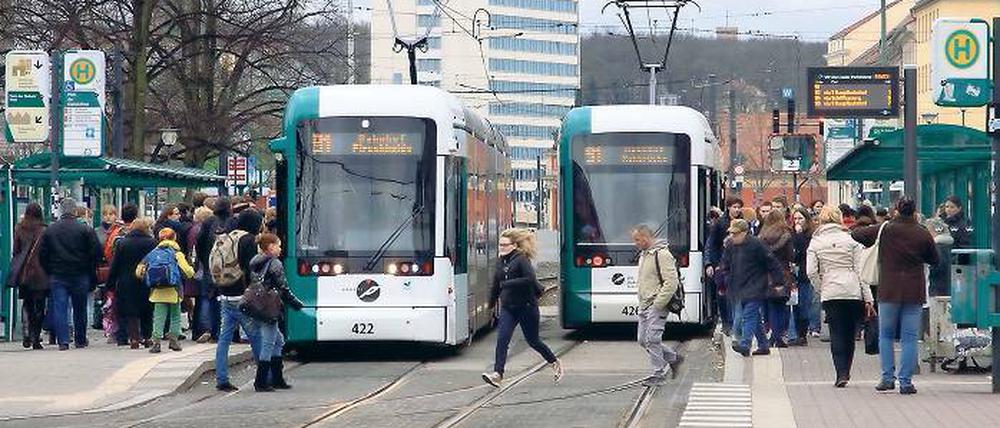 Gestoppt. Im Januar mussten fast alle Variobahnen im Depot bleiben.