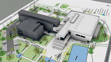 Neue Halle. Der Neubau am Gymnasium soll 7,5 Millionen Euro kosten.