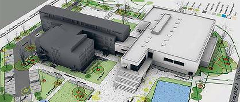 Neue Halle. Der Neubau am Gymnasium soll 7,5 Millionen Euro kosten.