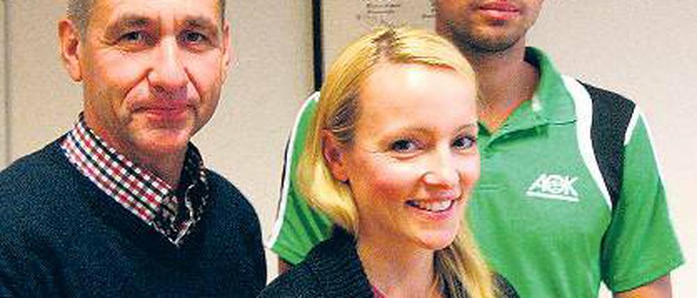 Laufen am Sonntag in Teltow. Sven Weigang, Vorjahrssiegerin Nadin Eule-Mau und Jonathan Erdmann (v. l.).