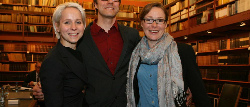 Brandenburgs Nachwuchswissenschaftlerpreis 2013: Luca Thieme, Alexander Unger, Anna Luise Kiss (v.l.).