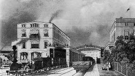 Wie es einmal war: Der Bahnhof Potsdam um 1843.