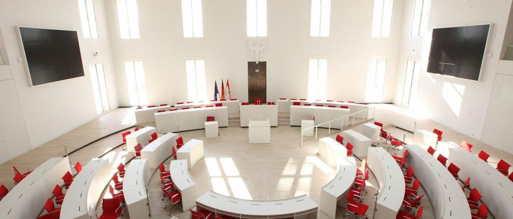 Der Plenarsaal in Brandenburgs neuem Landtag.