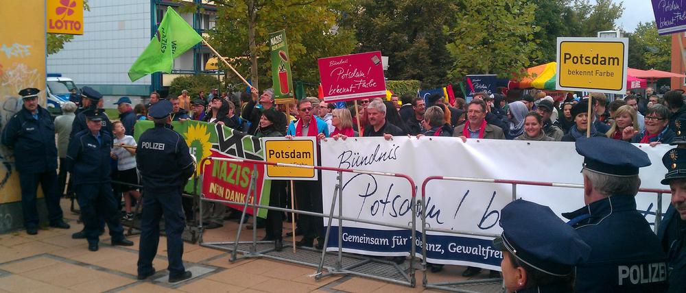 Darauf schaute die NPD: Willkommen ist sie in Potsdam jedenfalls nicht.