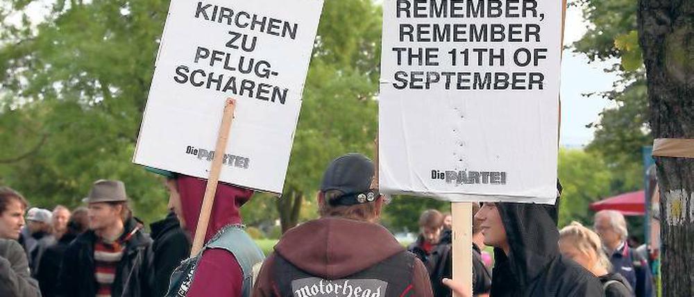 Protest. Teilnehmer bei der Demonstration gegen einen Mercure-Abriss.