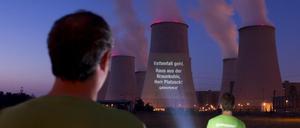 Die Message ist eindeutig: Greenpeace will Brandenburgs Ausstieg aus der Braunkohle.