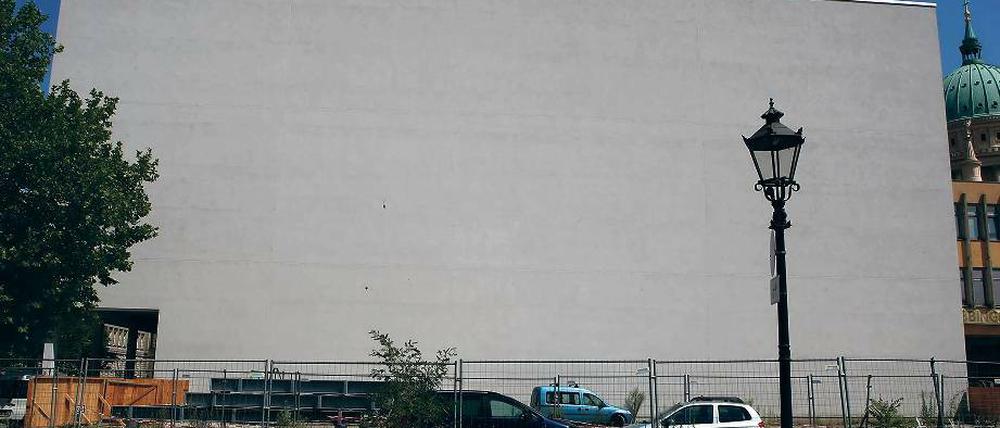 Jungfräulich. Die Wand am neuen Bildungsforum auf der Seite zur Friedrich-Ebert-Straße ist seit ihrer Fertigstellung nackt. Die bekannte Potsdamer Graffiti-Agentur Art-efx würde sie gerne ansprechender gestalten, doch die Stadt hat andere Pläne.