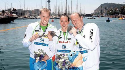 Gold im Yachthafen. Reichert, Härle und Lurz (v.l.) siegten souverän.
