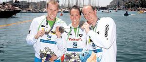 Gold im Yachthafen. Reichert, Härle und Lurz (v.l.) siegten souverän.