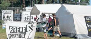 Protestcamp. Eine Initiative unterstützt die Ausländer in Eisenhüttenstadt.