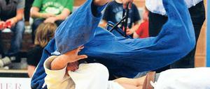 Bestens in Form. Paul Elm (blaue Kleidung) – hier im Heimkampf gegen Felix Ditschek vom TSV München Großhadern – freut sich auf das Derby gegen Frankfurt.