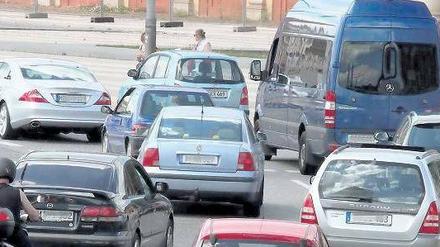 Alle Räder stehen still – wenn der Verkehrsplaner es so will; wie zwischen Lange Brücke und Breite Straße.