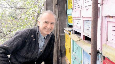 Endlich raus. Imker Lucke bei seinen Bienen in Werder.