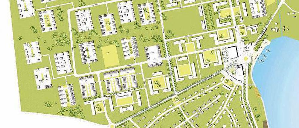 Schöne Aussichten. 3800 Menschen sollen in einigen Jahren auf dem Gelände der ehemaligen Kaserne Krampnitz wohnen, wenn es nach den Plänen der Stadtverwaltung geht. 90 hochwertige Einfamilienhäuser sind am Südhang des Aasberges geplant.