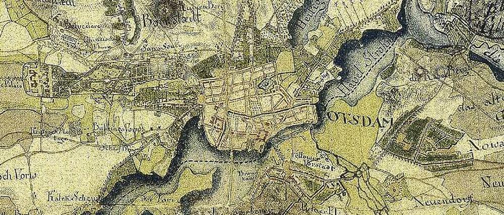Potsdam 1787. Seit Freitag sind die historischen Schmettau-Karten erstmals online zu sehen.