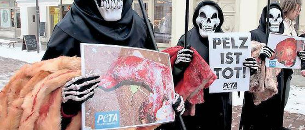 Kein Halloween. Peta-Aktivisten in der Brandenburger Straße.