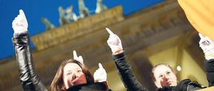 Gleichstellung jetzt. Weiblicher Protest für Gleichberechtigung in Berlin.