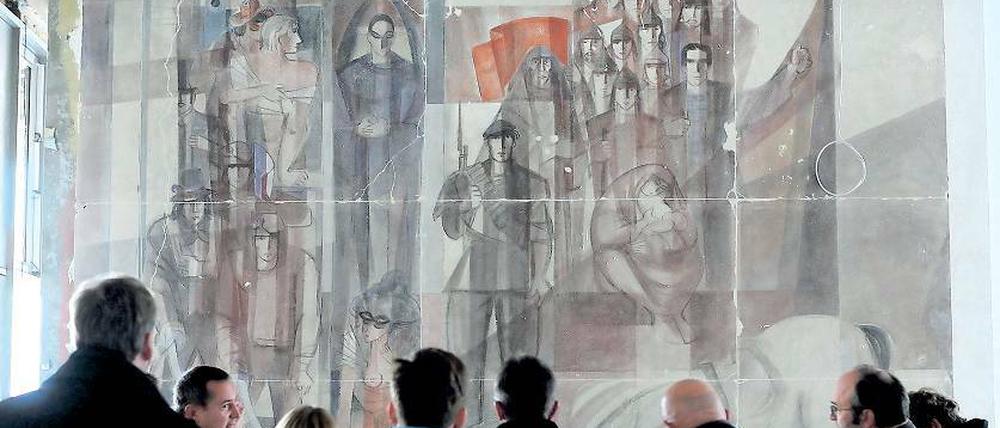 Vom Sklavenaufstand zur Oktoberrevolution. Teil des Wandbildes von Kühn.