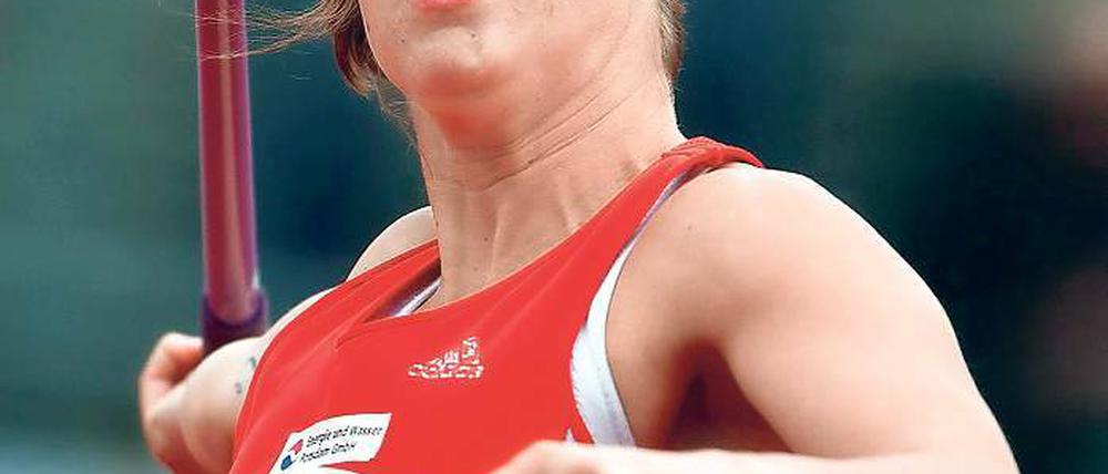 Schon gut in Form. Sarah Mayer – hier bei einem Wettkampf im Sommer – warf den Speer am Montag so weit wie noch nie im Winter und qualifizierte sich mit ihren 56,85 Metern für den Winterwurf-Europacup im März in Spanien.