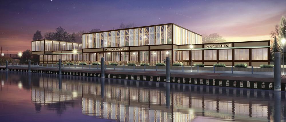 Stein des Anstoßes: Der Entwurf für den Neubau der Weissen Flotte am Neptunbassin.