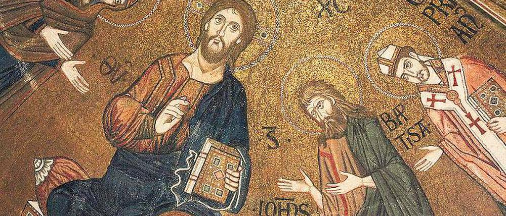 Jesus als Herrscher oder Weltenrichter? Eine neue These zu der Jesusabbildung in dem Mosaik in der Friedenskirche stellt Thomas-Peter Gallon in seinem Vortrag im Kutschstall vor.