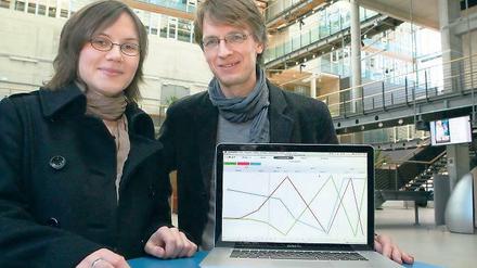 Storyteller. Evi Goldbrunner und Joachim Dollhopf mit ihrer Software.