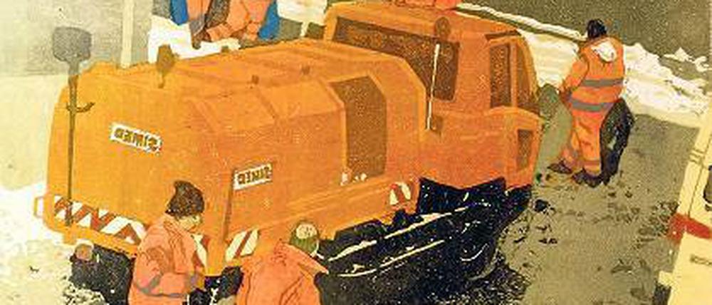 Wenn die Müllmänner zahlreich kommen. Uta Zaumseils Arbeit „Vollbeschäftigung“ in der aktuellen Ausstellung „Kabinettstücke“ in der Galerie Kunst-Kontor.