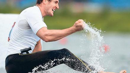 Am Ziel der Träume. Sebastian Brendel nach seinem Olympiasieg.