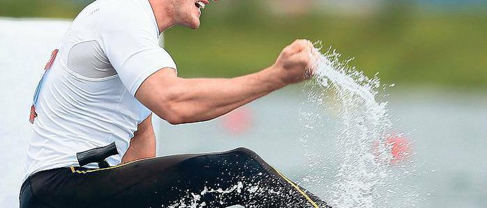 Am Ziel der Träume. Sebastian Brendel nach seinem Olympiasieg.