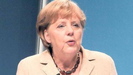 Zu Besuch. Bundeskanzlerin Angela Merkel (CDU) bei ihrem Auftritt in der Babelsberger Metropolishalle.
