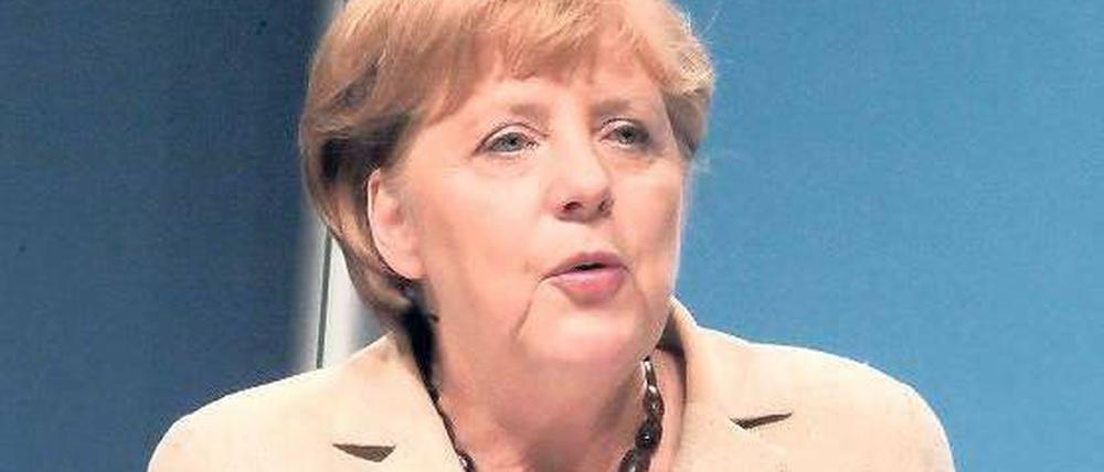 Zu Besuch. Bundeskanzlerin Angela Merkel (CDU) bei ihrem Auftritt in der Babelsberger Metropolishalle.