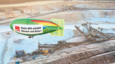 Protest. Greenpeace kritisiert die Kohlepolitik der SPD.