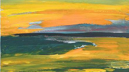 Landschaft in Acryl. Hanne Pluns „Neuland“.