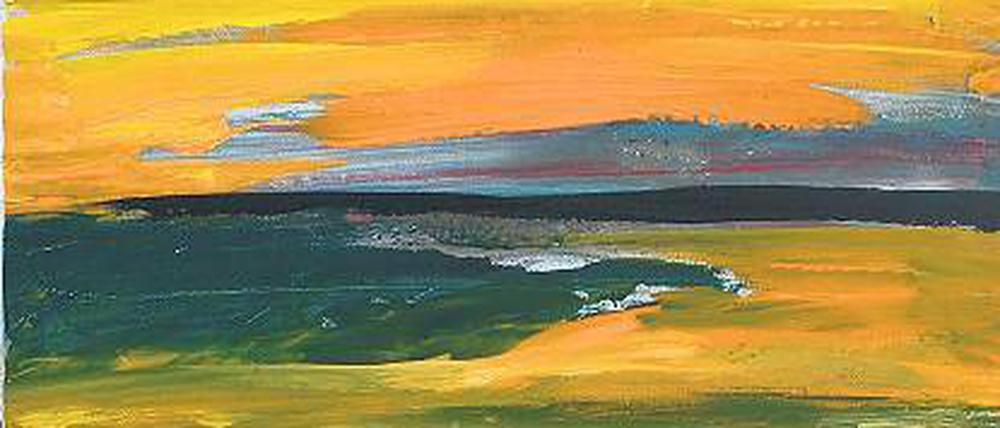 Landschaft in Acryl. Hanne Pluns „Neuland“.