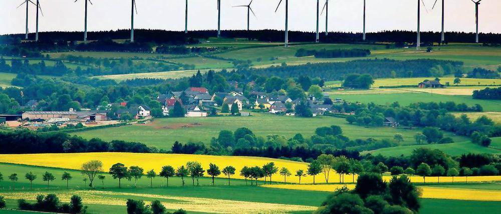 Windpark in Schöneseiffen, Nordrhein-Westfalen. Auch bei Bliesendorf soll der Windpark im Wald gebaut werden.