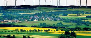 Windpark in Schöneseiffen, Nordrhein-Westfalen. Auch bei Bliesendorf soll der Windpark im Wald gebaut werden.