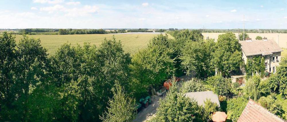 Freies Land. Noch haben die Anwohner des Friedrichsparks in der Nähe der Bahnhofstraße in Marquardt einen freien Blick. Doch bald soll rund 100 Meter von ihren Grundstücken entfernt für ein Logistikzentrum eine Mega-Halle auf 100 000 Quadratmetern Fläche errichtet werden.