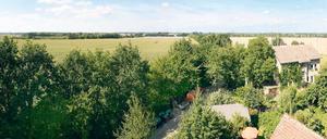 Freies Land. Noch haben die Anwohner des Friedrichsparks in der Nähe der Bahnhofstraße in Marquardt einen freien Blick. Doch bald soll rund 100 Meter von ihren Grundstücken entfernt für ein Logistikzentrum eine Mega-Halle auf 100 000 Quadratmetern Fläche errichtet werden.