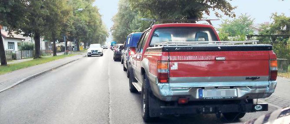Am Mittwoch in Geltow. Die Pförtnerung führt zu erheblichem Rückstau.
